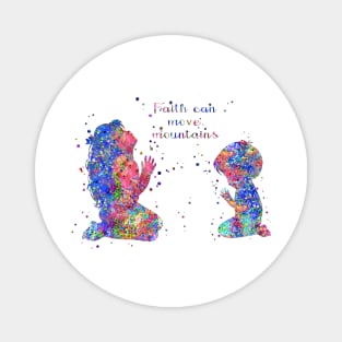 Little girl and boy praying, Magnet